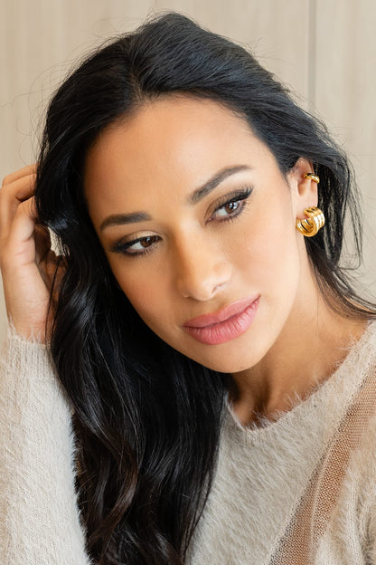 Triple Hoop Textured Earrings