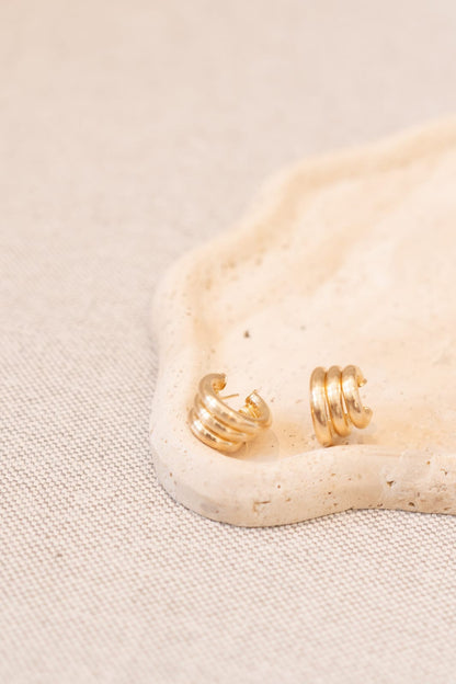 Triple Hoop Textured Earrings