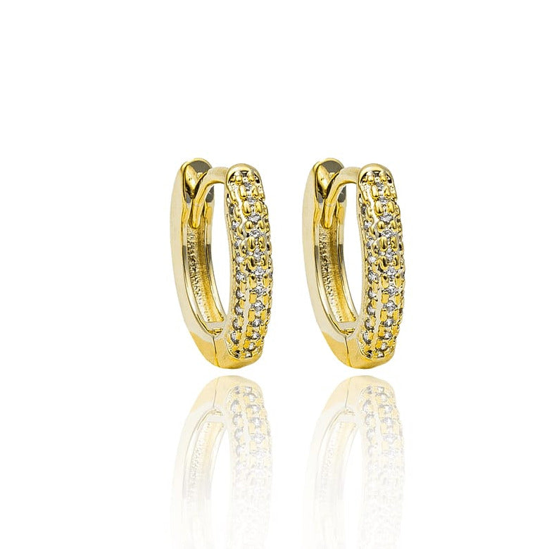 Slim Round Pave Diamond Tennis Huggie Earrings