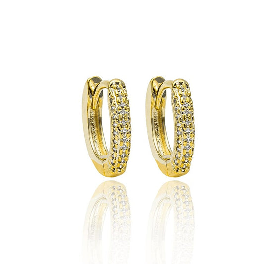Slim Round Pave Diamond Tennis Huggie Earrings