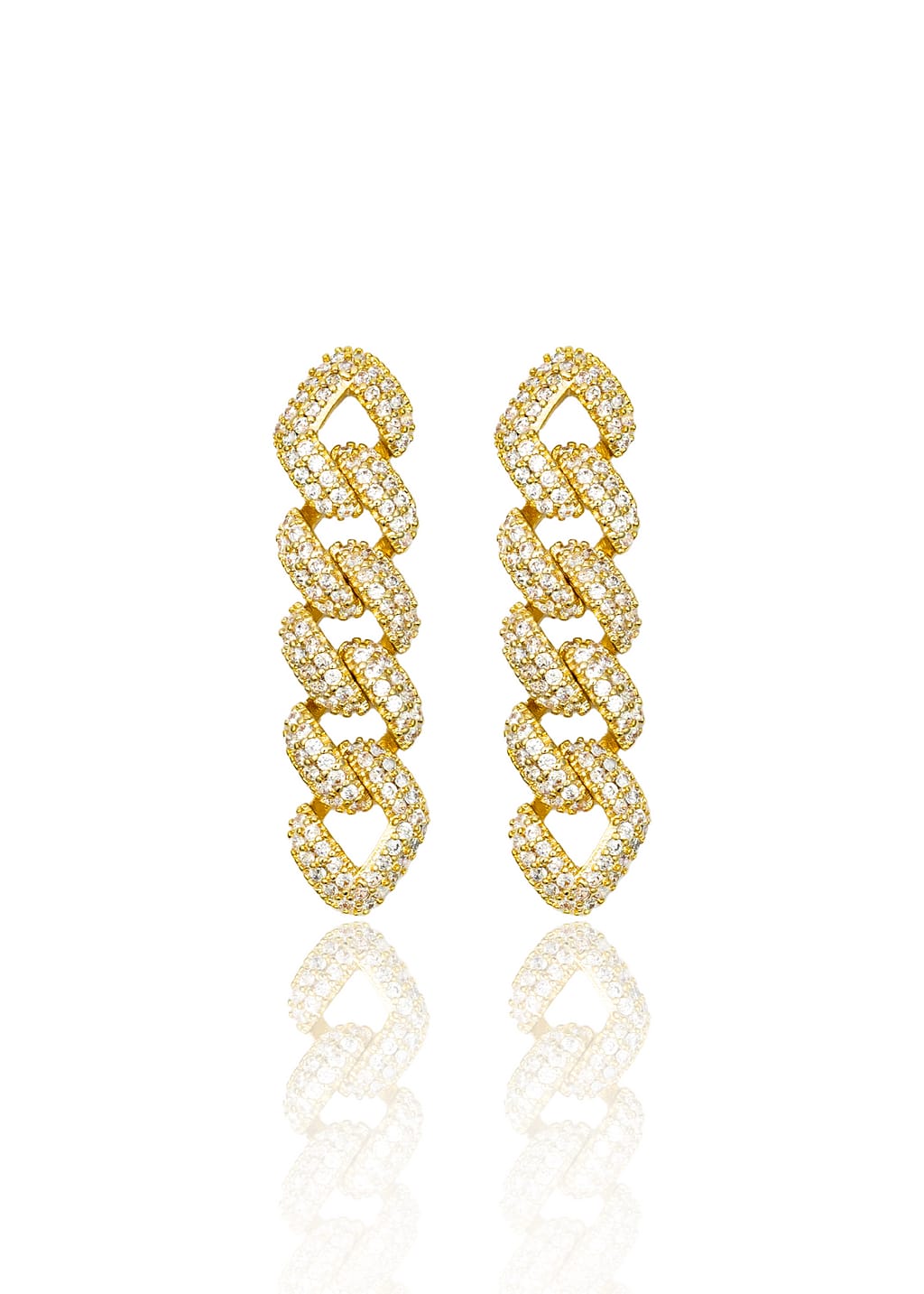 Chain Link Drop Earrings With Diamonds