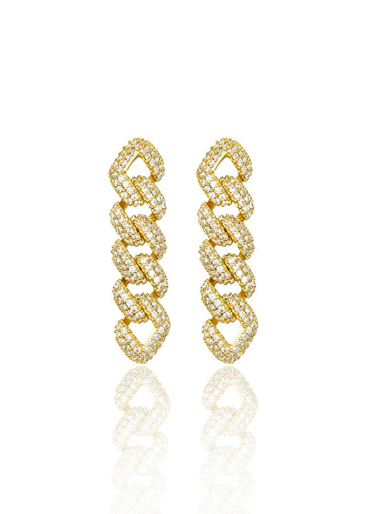 Chain Link Drop Earrings With Diamonds