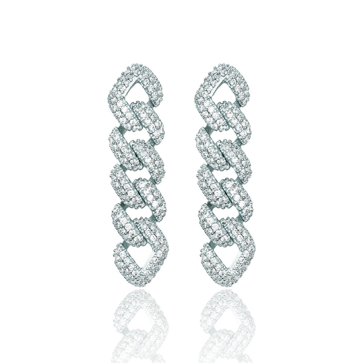 Chain Link Drop Earrings With Diamonds