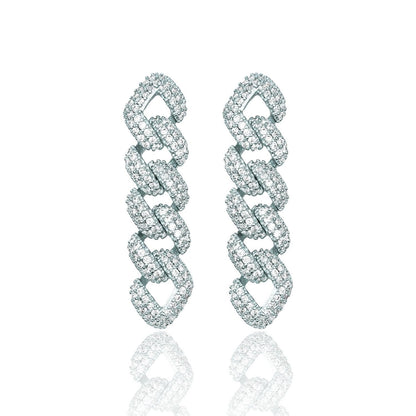 Chain Link Drop Earrings With Diamonds