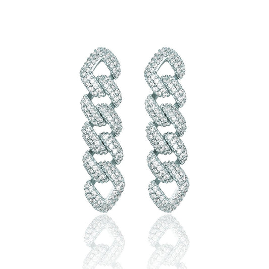 Chain Link Drop Earrings With Diamonds