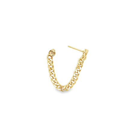 Curb Chain Drop Diamond Earrings - 4mm
