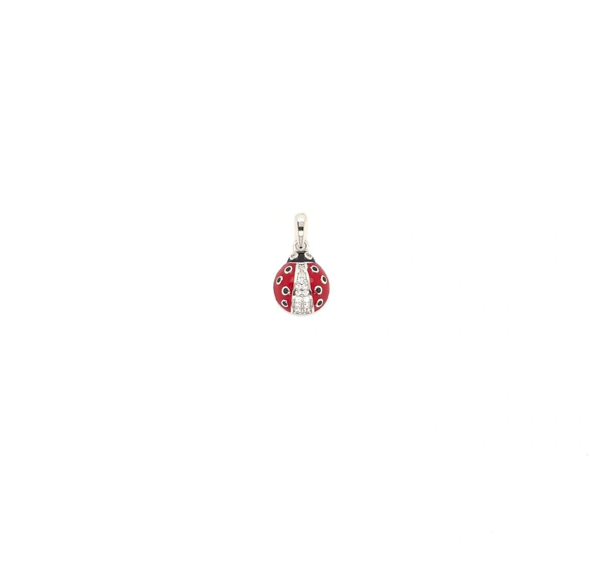 STERLING SILVER CZ PAVE & ENAMEL LADY BUG PENDANT