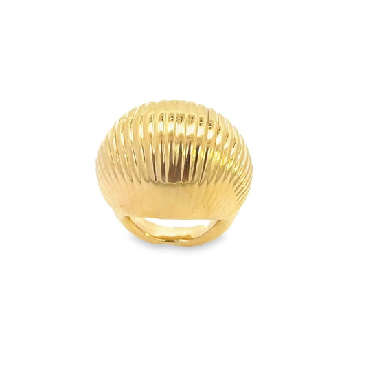 Women's Thick Croissant Ribbed Dome Ring