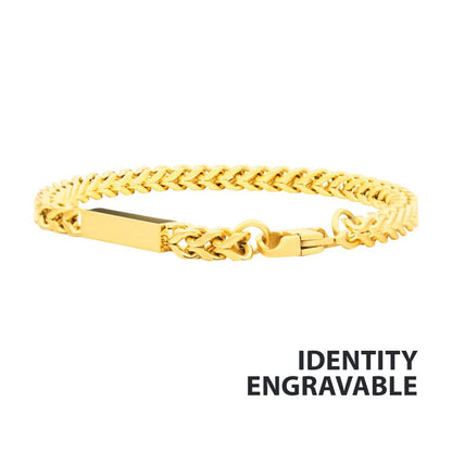 Men's Gold Franco Chain Bracelet - Engravable
