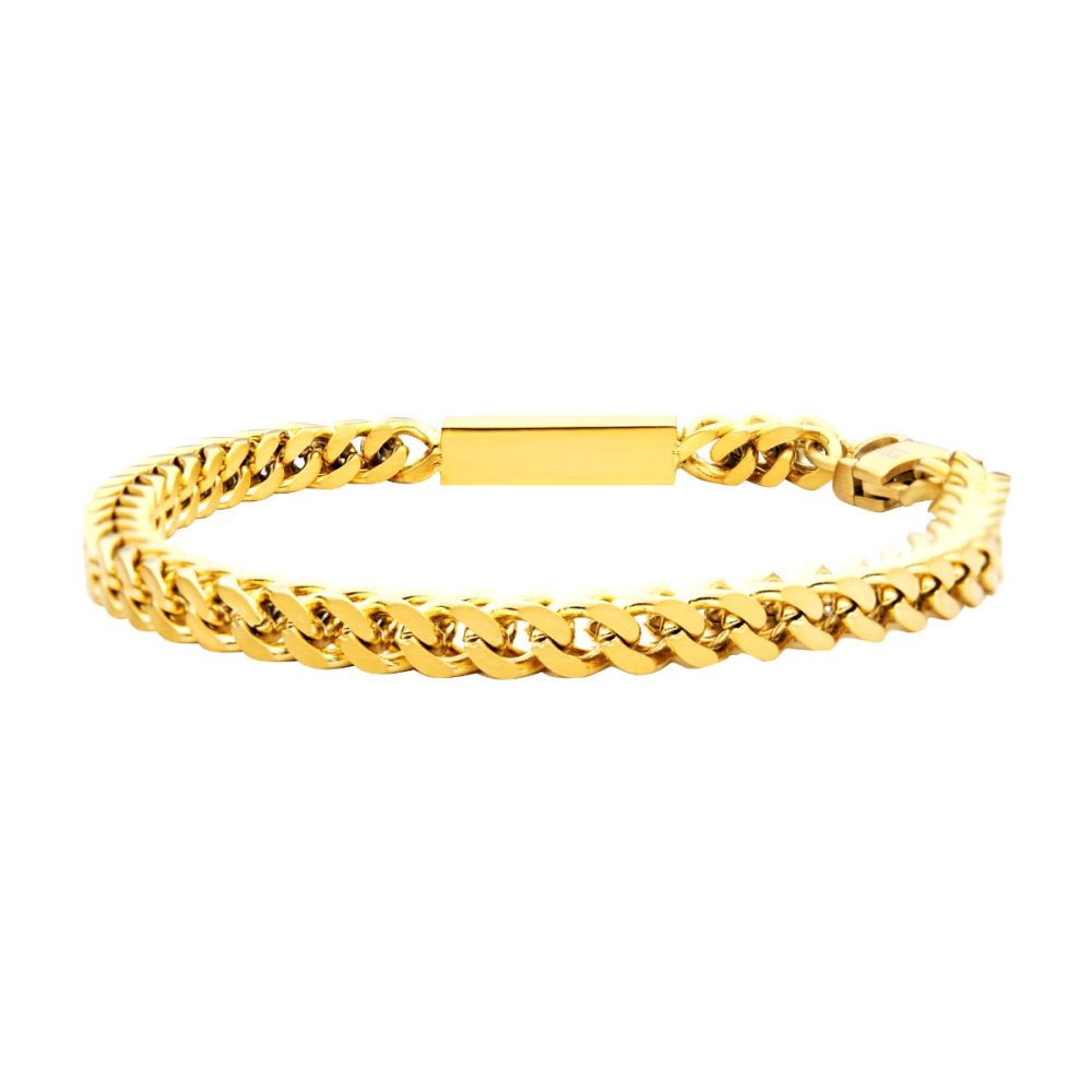 Men's Gold Franco Chain Bracelet - Engravable