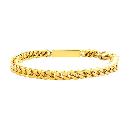 Men's Gold Franco Chain Bracelet - Engravable