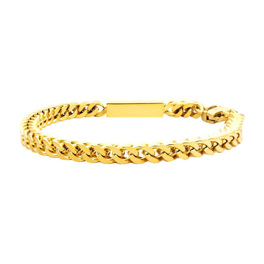 Men's Gold Franco Chain Bracelet - Engravable