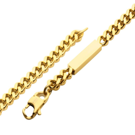 Men's Gold Franco Chain Bracelet - Engravable
