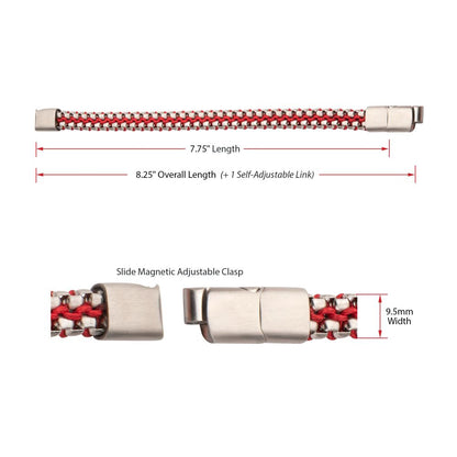 Matte Finish Stainless Steel Box Chain with Red Wax Cord Bracelet