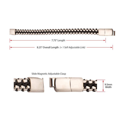 Matte Finish Stainless Steel Box Chain with Black Wax Cord Bracelet