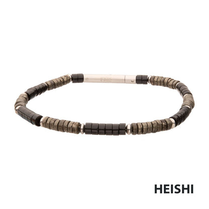 Men's Shadow Wolf (Onyx / Pyrite) Heishi Bead Bracelet