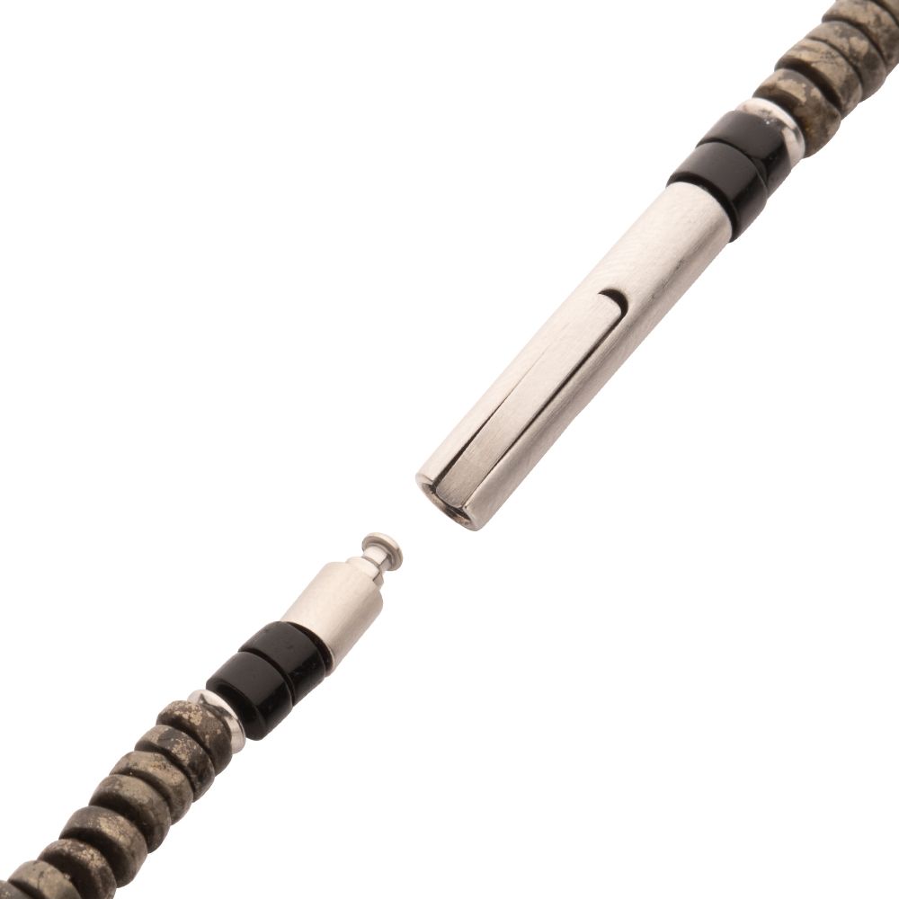 Men's Shadow Wolf (Onyx / Pyrite) Heishi Bead Bracelet