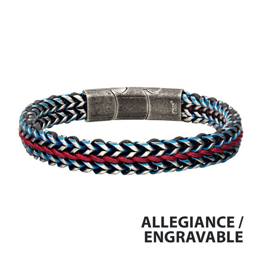 Antique Finish Foxtail Chain with Red Wax Cord Bracelet