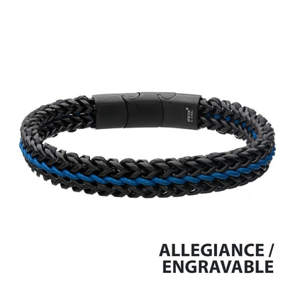 Antique Finish Foxtail Chain with Blue Wax Cord Bracelet