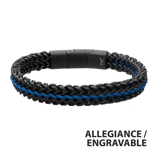 Antique Finish Foxtail Chain with Blue Wax Cord Bracelet