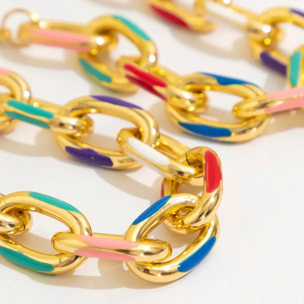 Chunky Multicolor Enamel Paperclip Link Bracelet