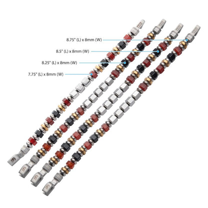 Men's Mokume Gane, Red Agate and Onyx Beads Bushido Virtue Bracelet 8mm- YU: Heroic Courage