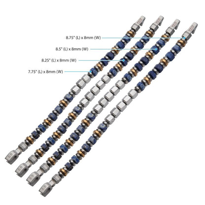 Men's Mokume Gane and Lapis Lazuli Beads Bushido Virtue Bracelet 8mm- MEIYO: Honor