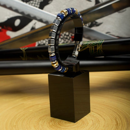 Men's Mokume Gane and Lapis Lazuli Beads Bushido Virtue Bracelet 8mm- MEIYO: Honor