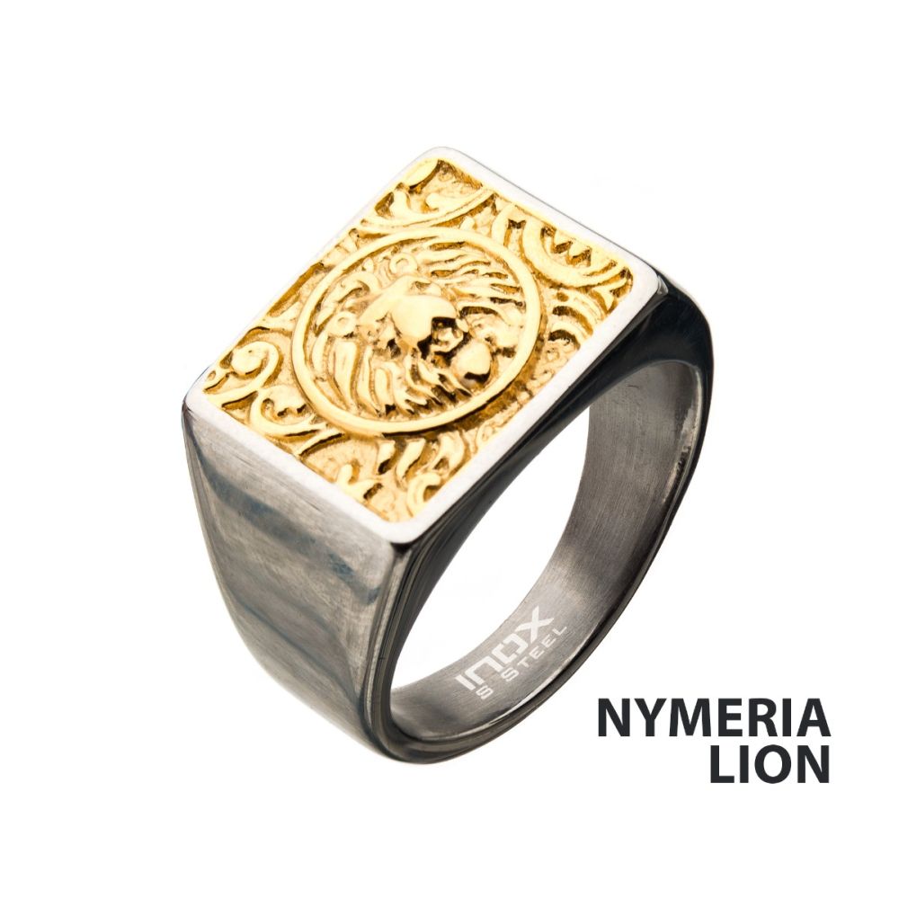 Men's Gold  Nymeria Lion Signet Ring