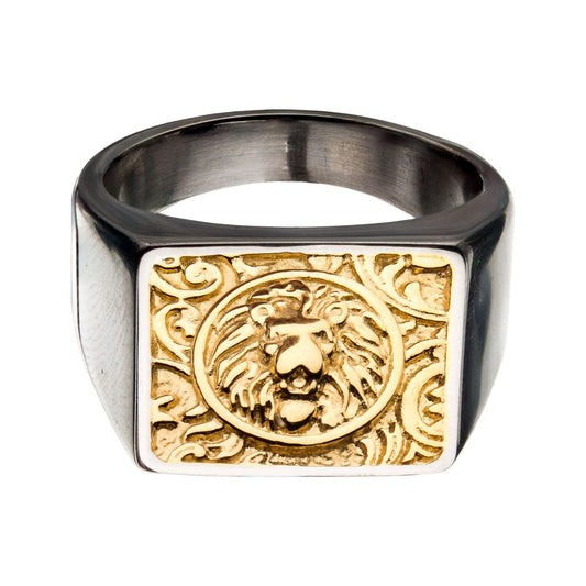 Men's Gold  Nymeria Lion Signet Ring