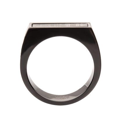 Men's Black Meteorite Inlay Signet Ring
