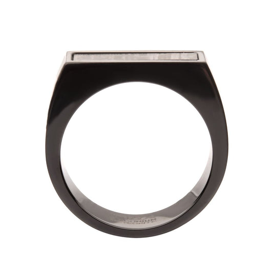 Men's Black Meteorite Inlay Signet Ring