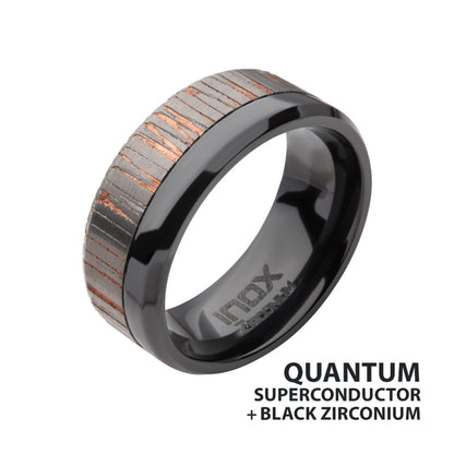 Men's Etched Niobium SuperConductor Black Zirconium Ring