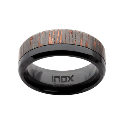 Men's Etched Niobium SuperConductor Black Zirconium Ring