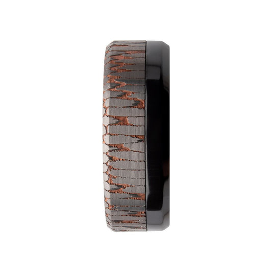 Men's Etched Niobium SuperConductor Black Zirconium Ring