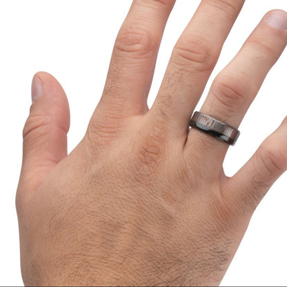 Men's Etched Niobium SuperConductor Black Zirconium Ring