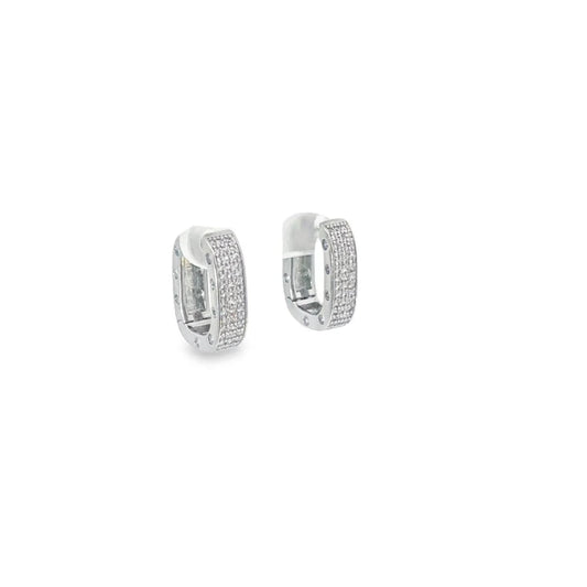 Pave Diamond Rectangle Hoops Earrings