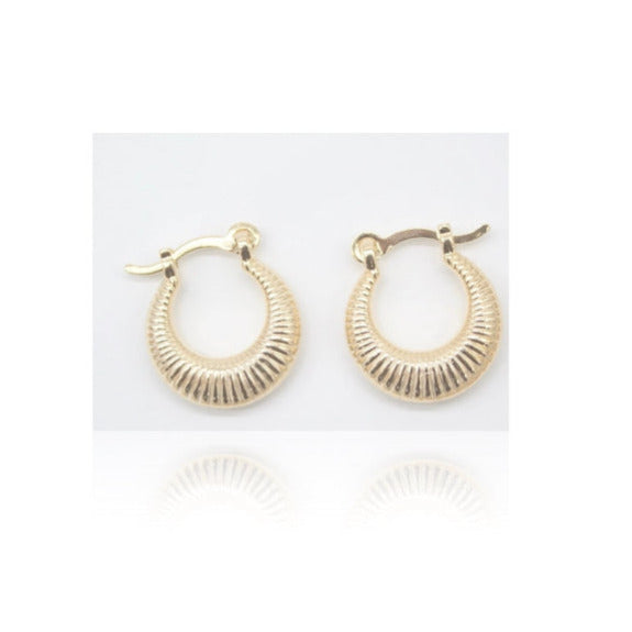 Gold Ribbed Hoop Earrings