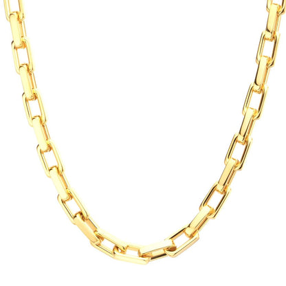 Mens Polished 18Kt Gold IP Steel Paperclip Chain Heavy Link Necklace 8mm