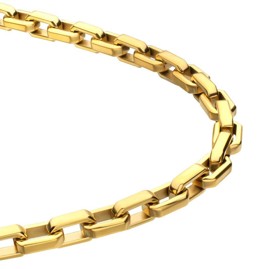 Men's Polished Finish 18Kt Gold IP Steel Paperclip Chain Necklace - 6mm