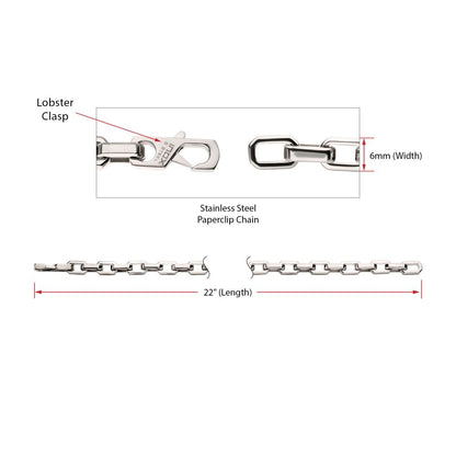 Mens Silver Paperclip Chain Necklace - 6mm