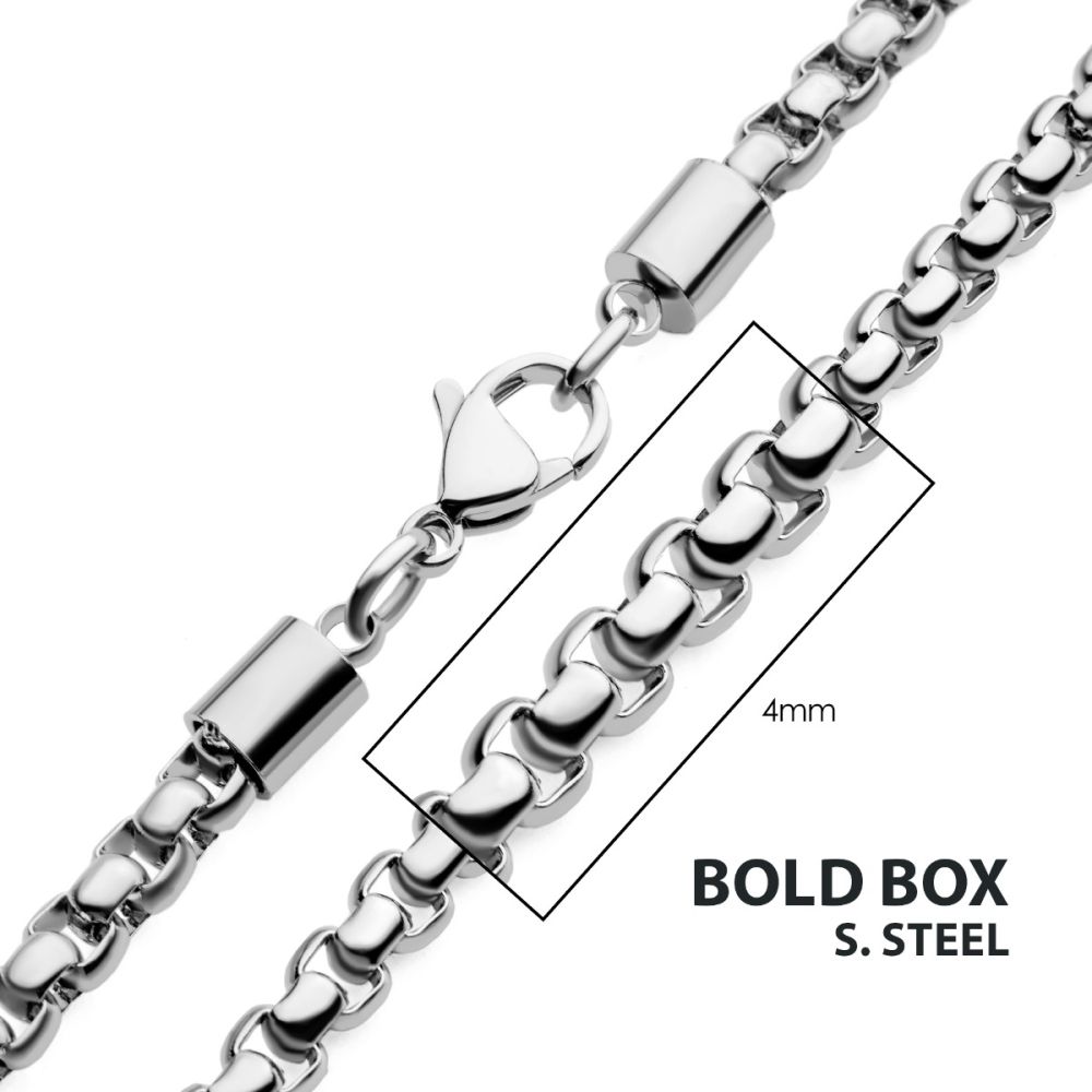 Men's Gold Box Chain Necklace - 4mm