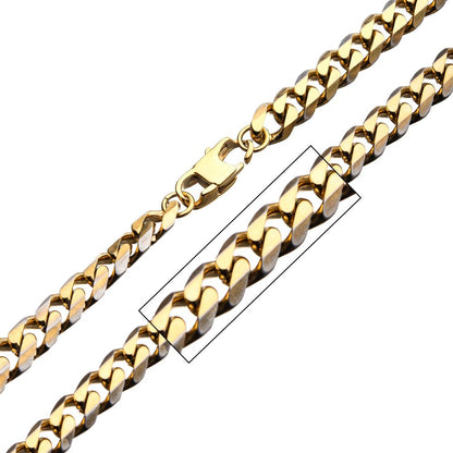 Men's Gold Diamond Cut Curb Chain with Lobster Clasp 8mm