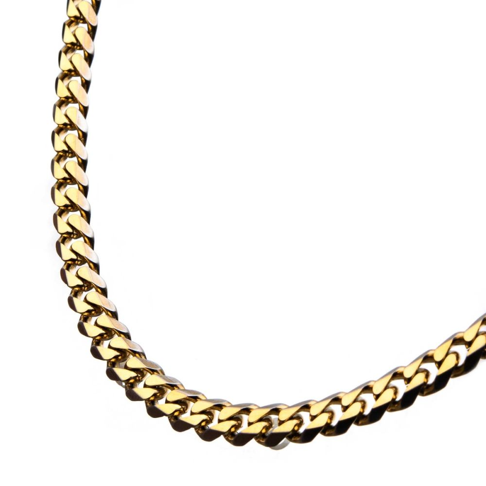 Men's Gold Diamond Cut Curb Chain with Lobster Clasp 8mm