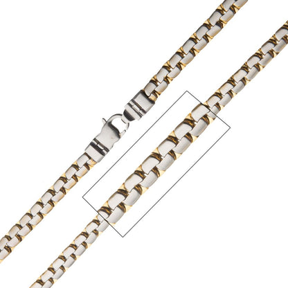 Men's Matte Stainless Steel & Gold IP Reversible 7mm Curb Chain Colossi Necklace