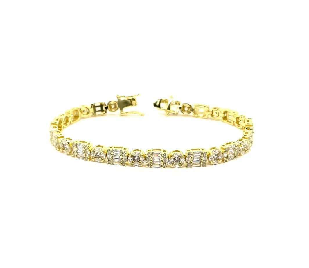 Baguette Multi shape Simulated Diamond Bracelet