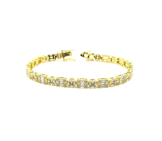 Baguette Multi shape Simulated Diamond Bracelet