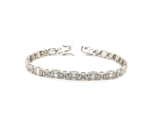 Baguette Multi shape Simulated Diamond Bracelet