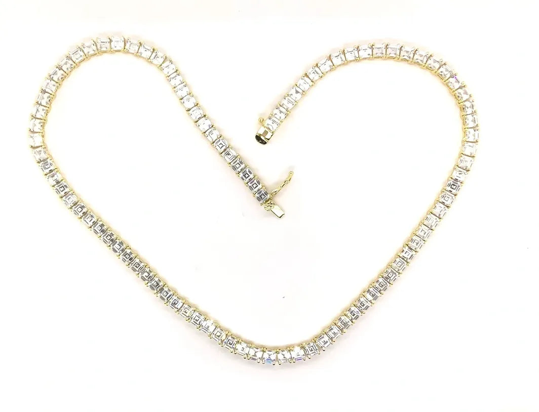 Baguette Diamond Tennis Necklace 5mm 16" 18"