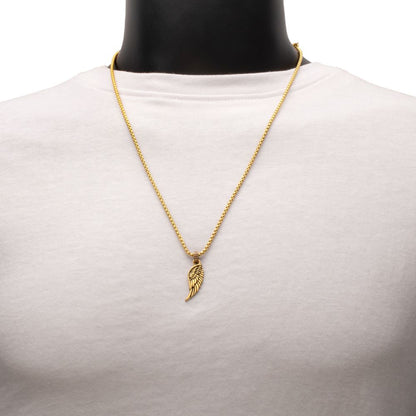 Men's Gold Phoenix Pendant with Brown Glint of Black Sapphire Bail - 22"